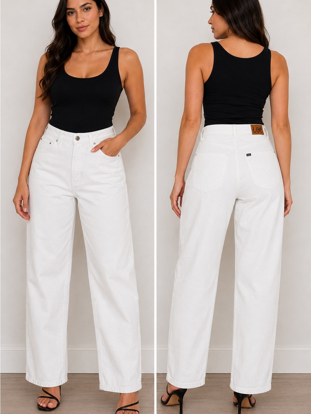 Lee Heritage White Straight Leg Jeans Size 8 NWT Mid Rise 31” Cotton
